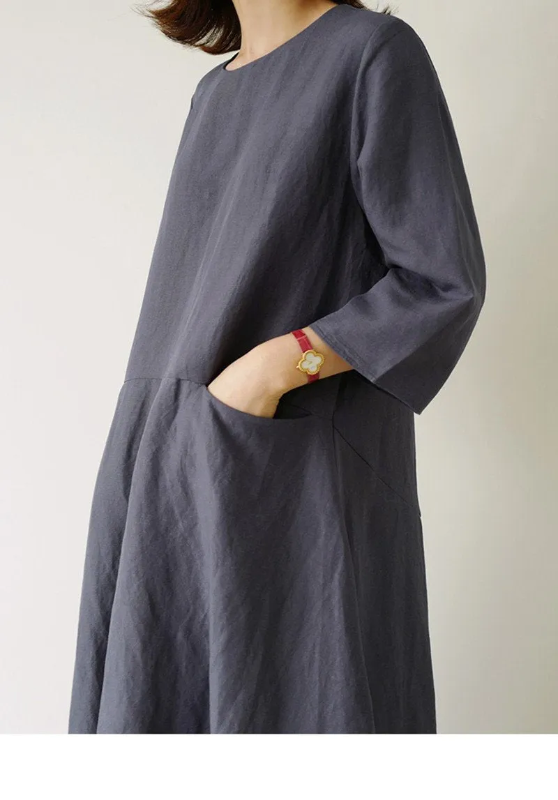 Plus Size Casual Linen A Line Long Dress