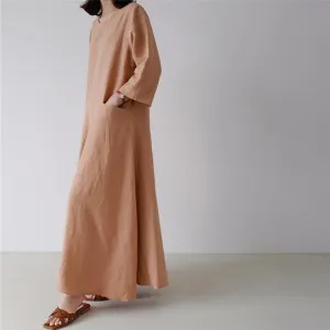 Plus Size Casual Linen A Line Long Dress