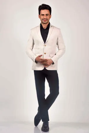 Plus Size of Beige Knitted Stretch Blazer