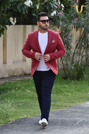 Plus Size of Red Knit Blazer