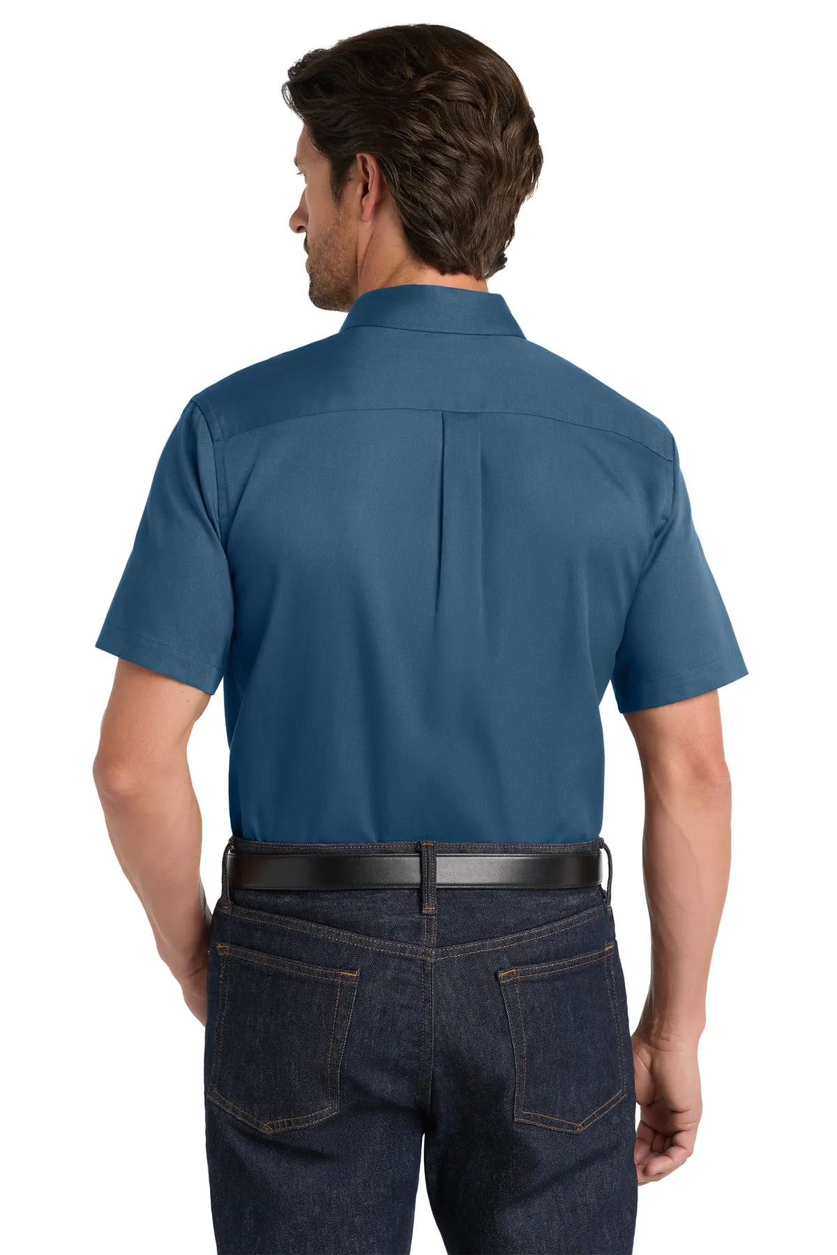 Port Authority Short Sleeve SuperPro React Twill Shirt. W809 Regatta Blue
