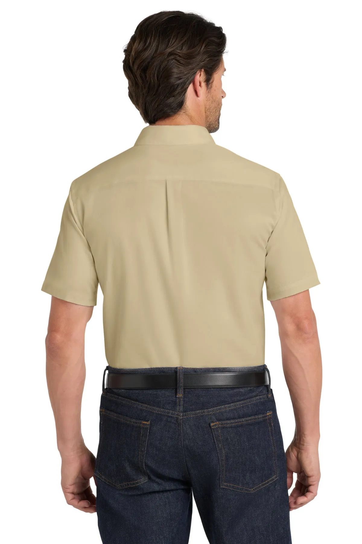 Port Authority Short Sleeve SuperPro React Twill Shirt. W809 Wheat