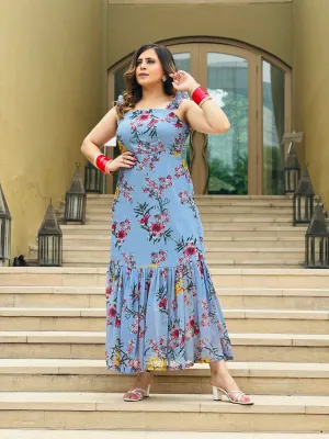 Powder Blue Floral Maxi