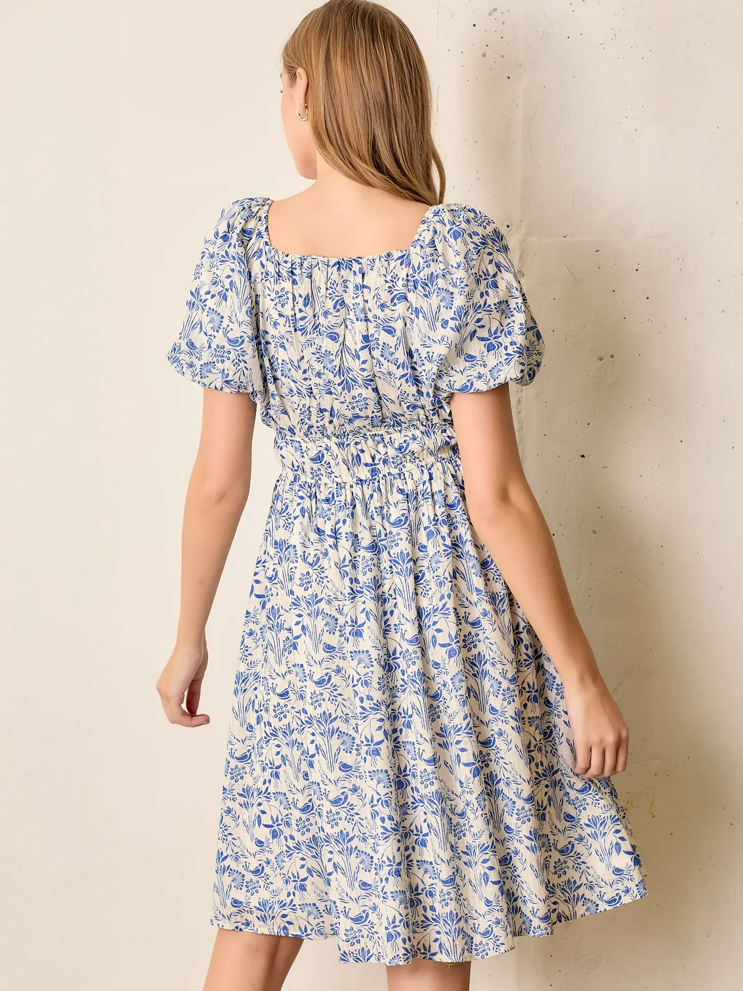 Puff Sleeve Floral Tiered Shift Sun Dress