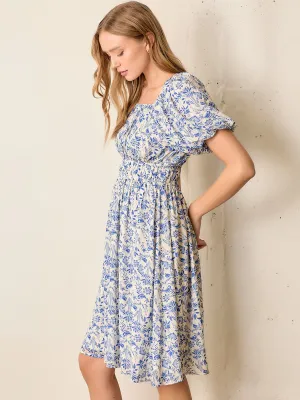 Puff Sleeve Floral Tiered Shift Sun Dress