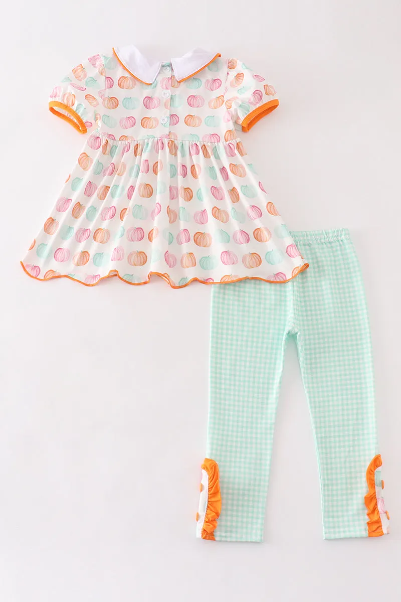 Pumpkin Print Girl Pants Set