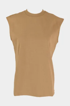 Punto Milano Mockneck T-Shirt in Light Ochre Brown