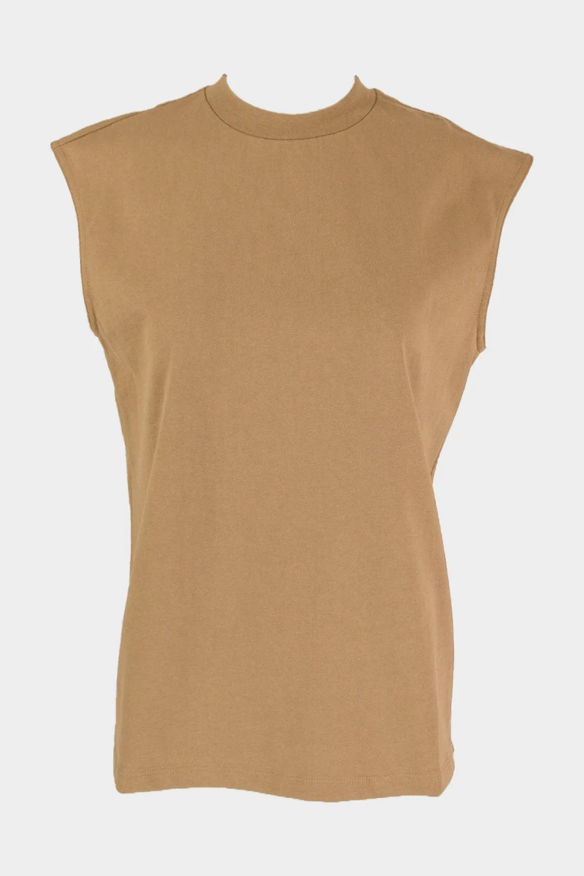 Punto Milano Mockneck T-Shirt in Light Ochre Brown