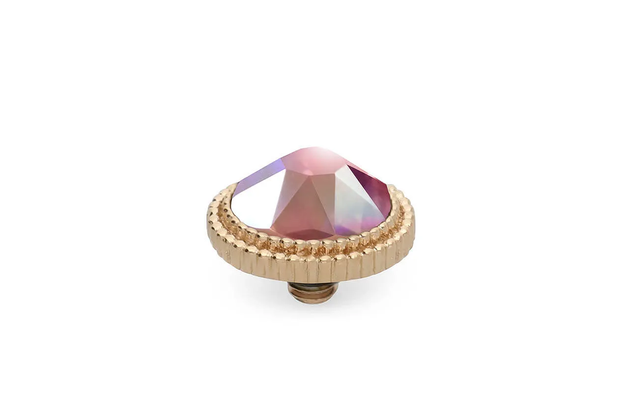 Qudo Fabero 10mm Gold Topper - Light Rose Aurora Boreale