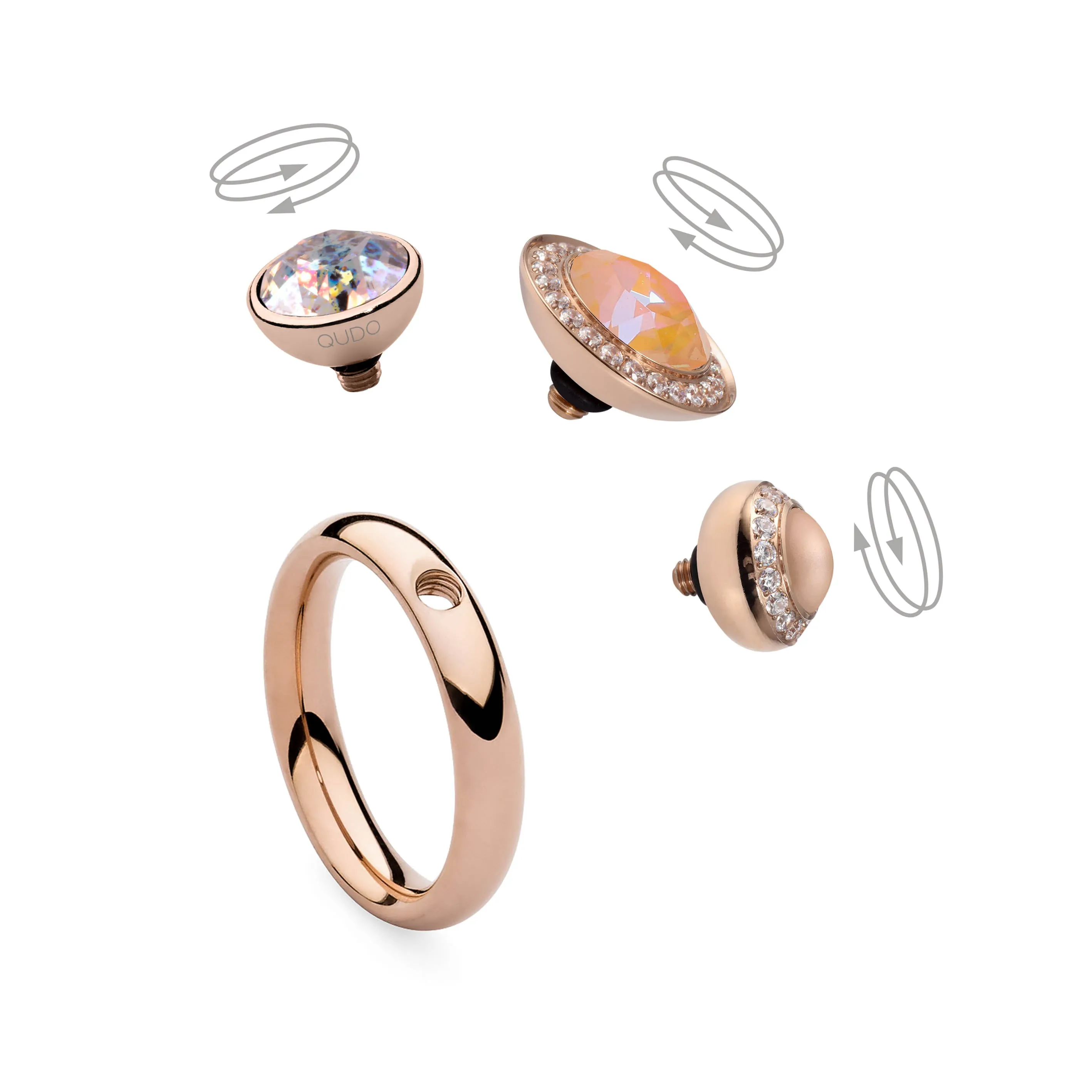 Qudo Fabero 11mm Rose Gold Topper - Light Rose Shimmer