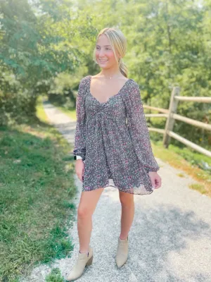 Quinn Floral Dress- Sage