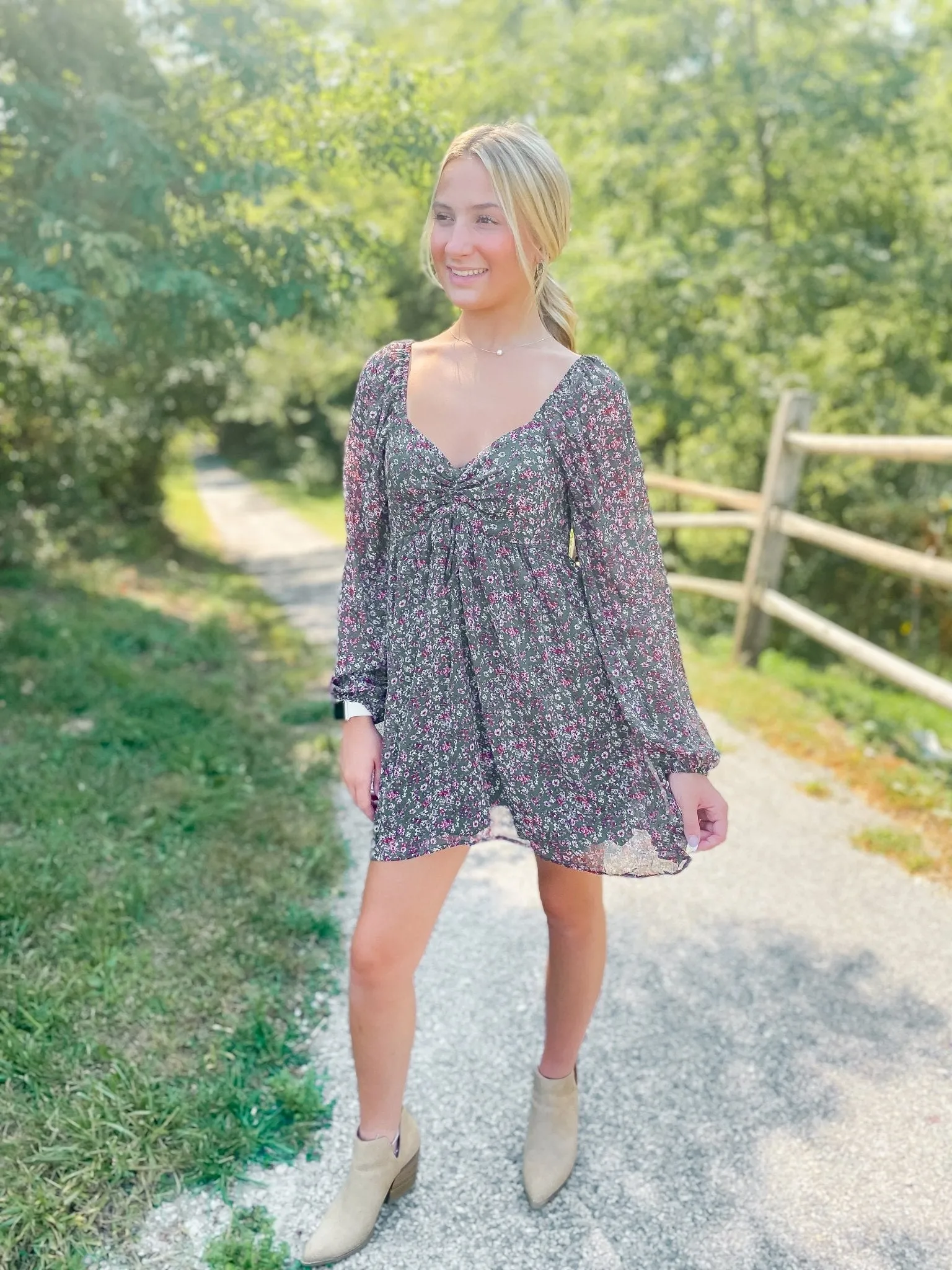 Quinn Floral Dress- Sage