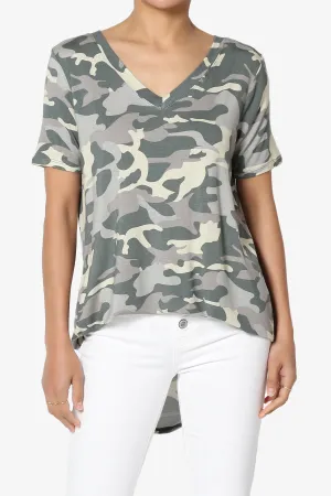 Quintana Camo V-Neck Short Sleeve Top PLUS