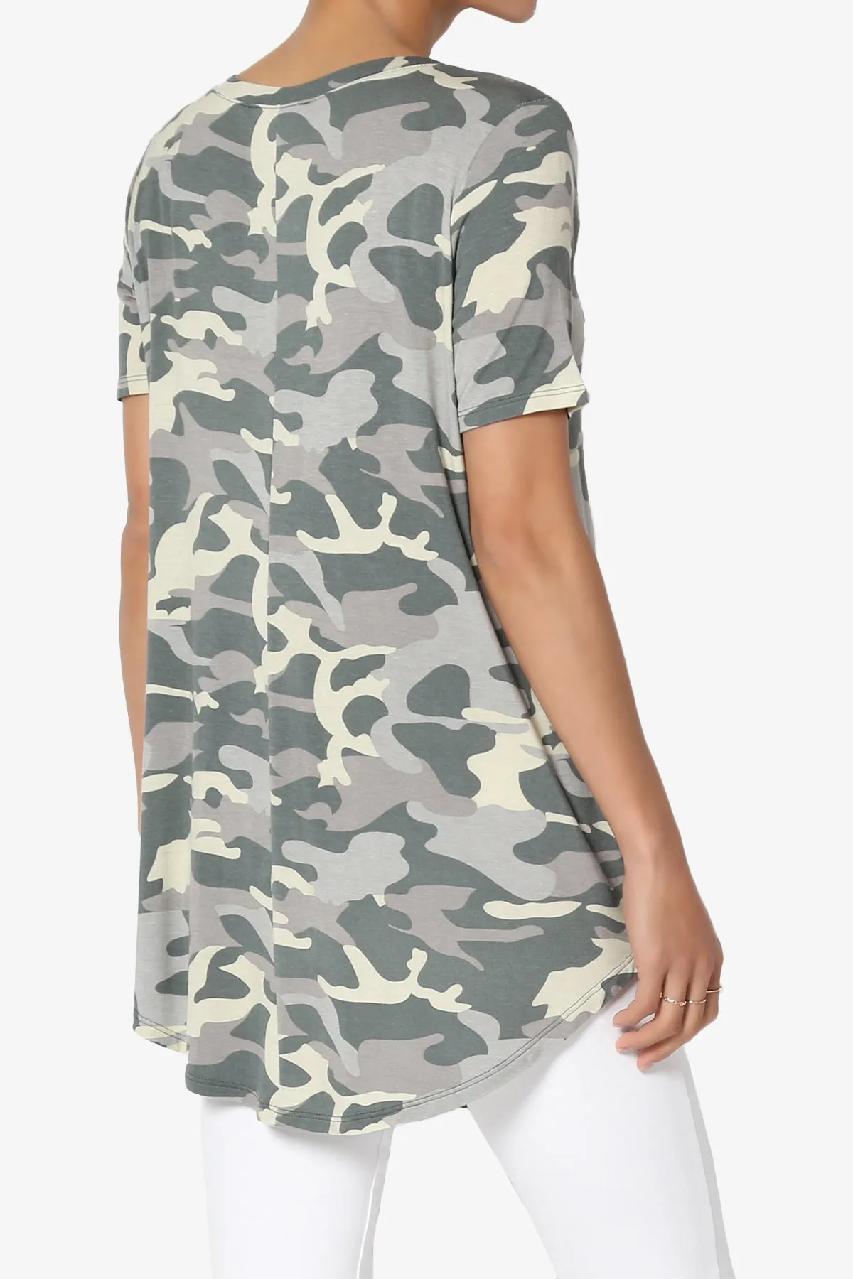 Quintana Camo V-Neck Short Sleeve Top PLUS