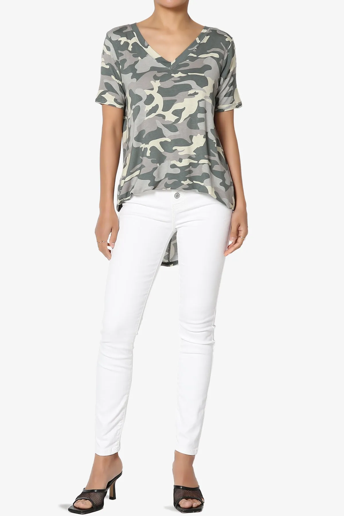 Quintana Camo V-Neck Short Sleeve Top PLUS