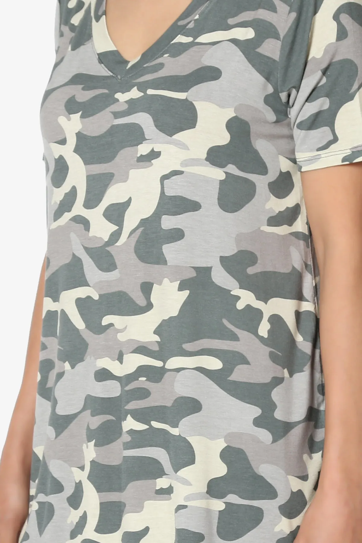 Quintana Camo V-Neck Short Sleeve Top PLUS