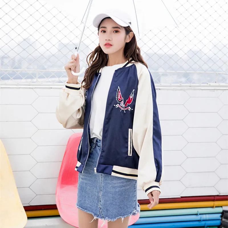 "EMBROIDERED FLOWERS CRANE" JACKET SHORT COAT K100305