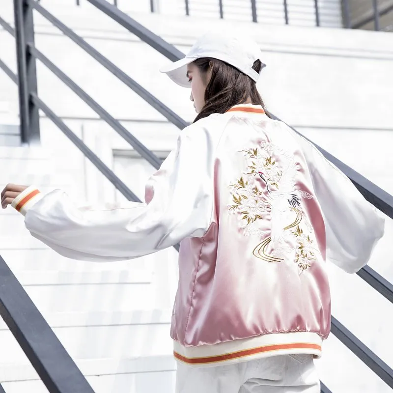 "EMBROIDERED FLOWERS CRANE" JACKET SHORT COAT K100305