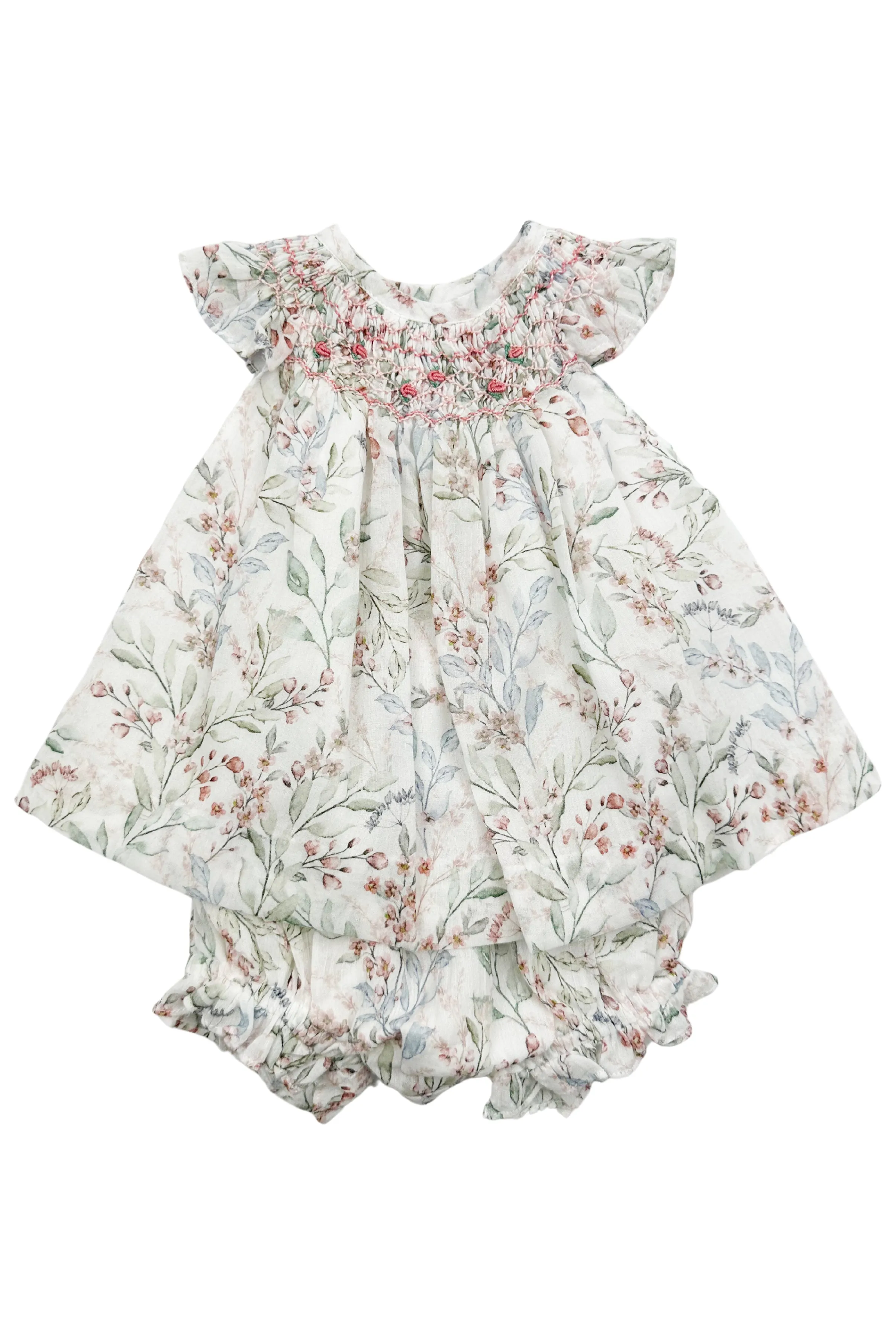 "Isla" Floral Smocked Dress & Bloomers