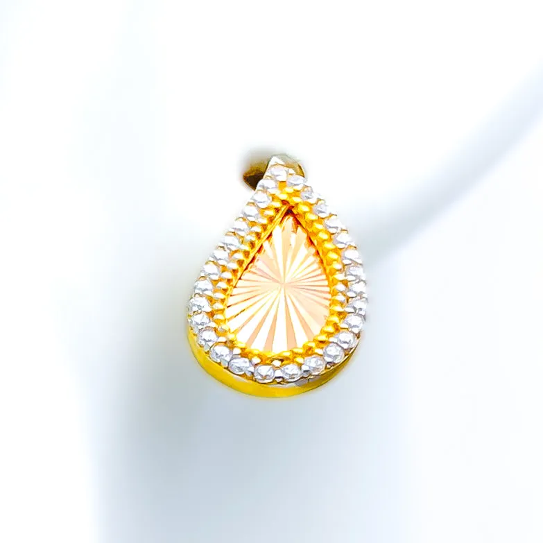 Radiant Striped Paisley 22k Rose Gold CZ Earrings