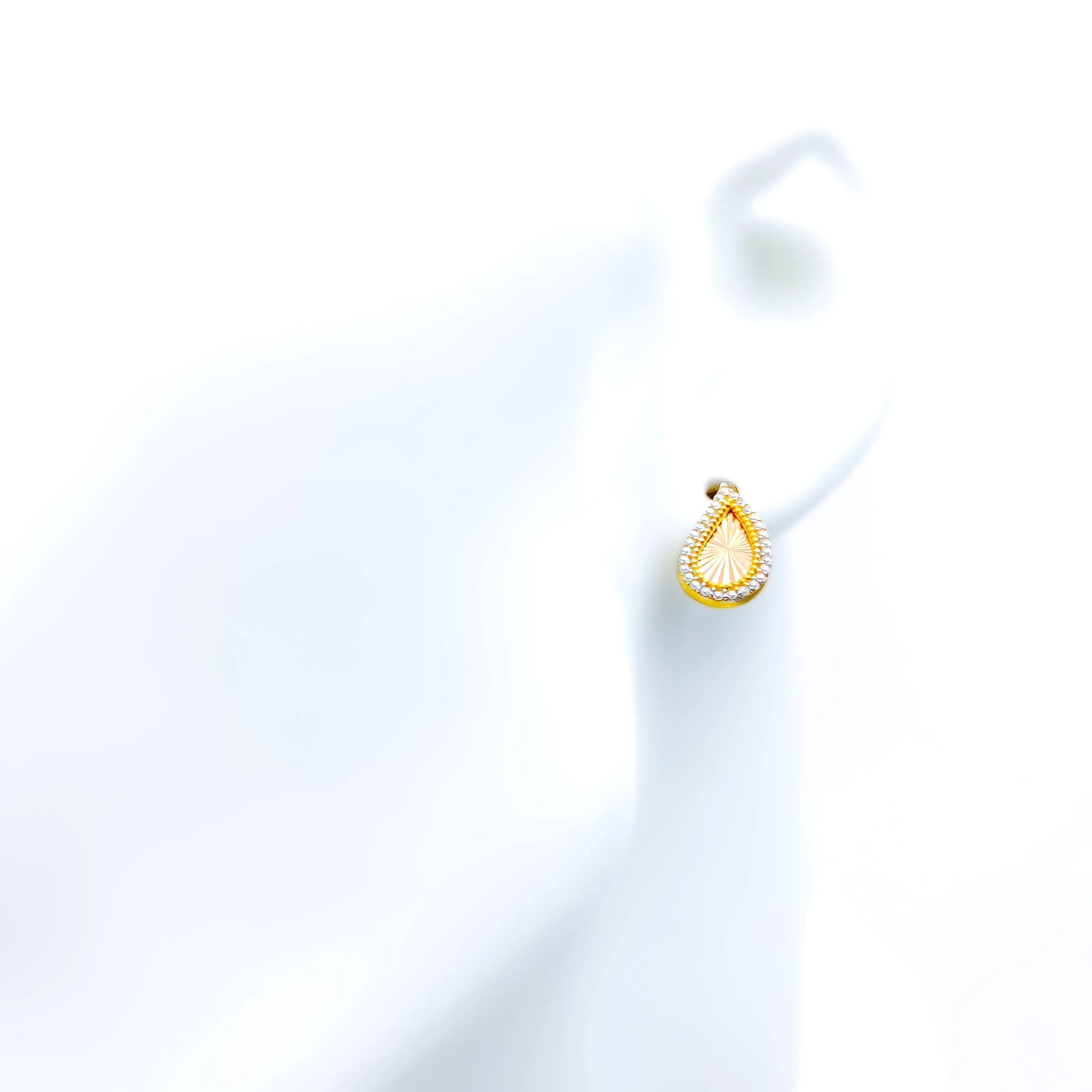 Radiant Striped Paisley 22k Rose Gold CZ Earrings