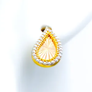Radiant Striped Paisley 22k Rose Gold CZ Earrings