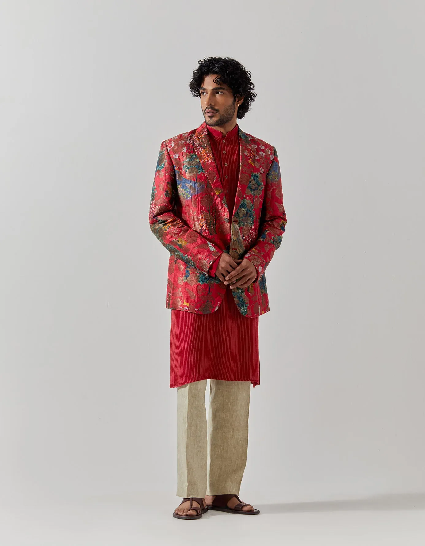 Rana Blazer Silk Brocade Fuchsia Golfer