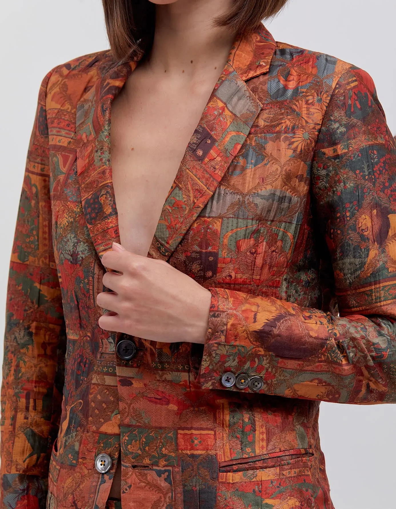 Rana Blazer Silk Brocade Terracotta