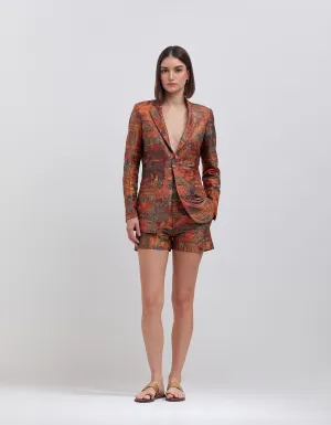Rana Blazer Silk Brocade Terracotta