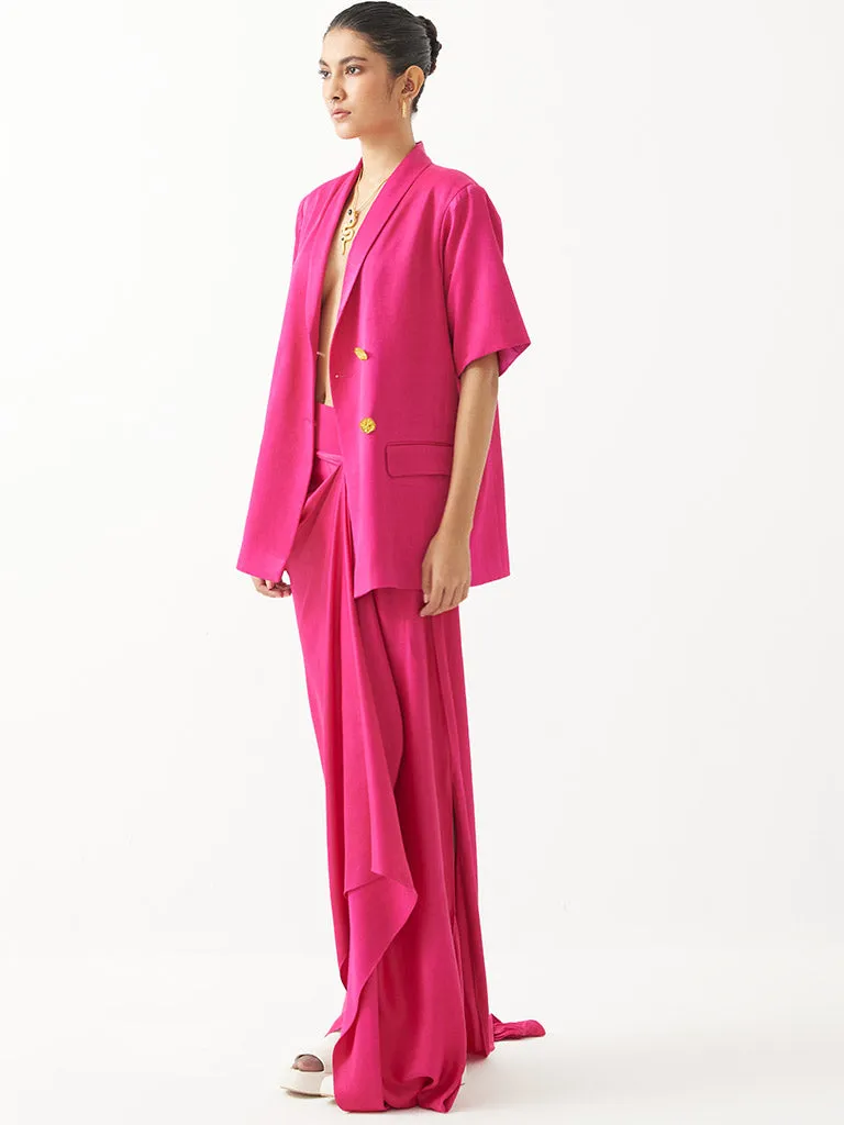 Rani Pink Blazer & Draped Skirt Set