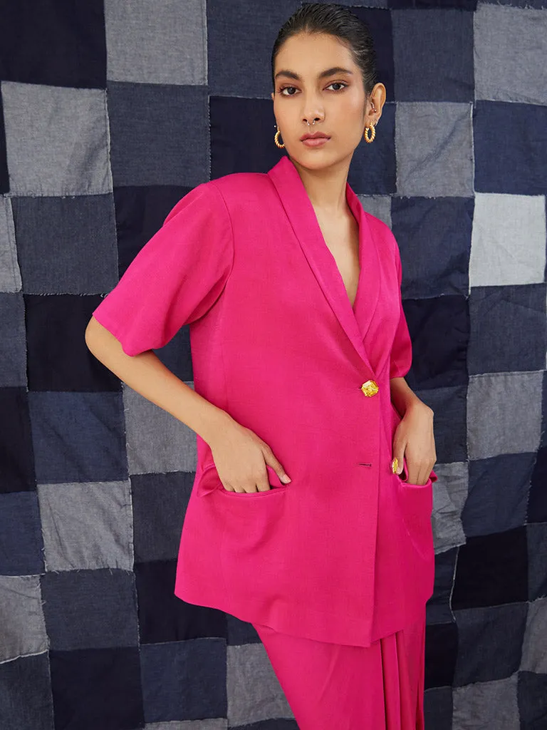 Rani Pink Blazer & Draped Skirt Set