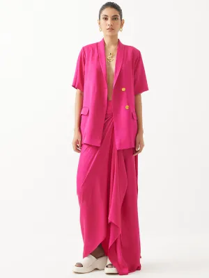 Rani Pink Blazer & Draped Skirt Set