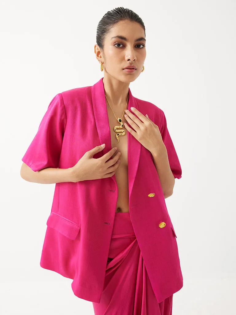 Rani Pink Blazer & Draped Skirt Set