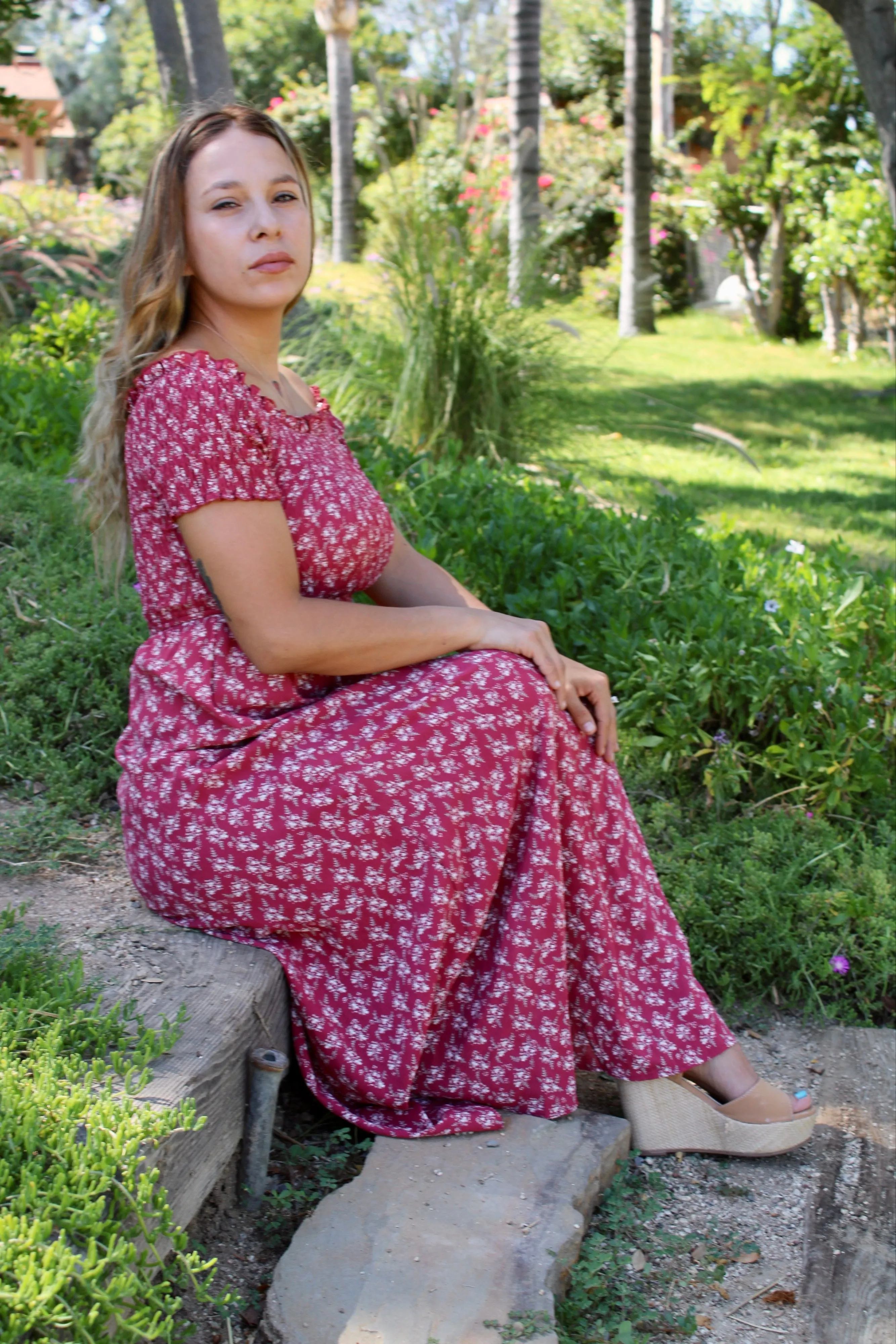 Red floral dress