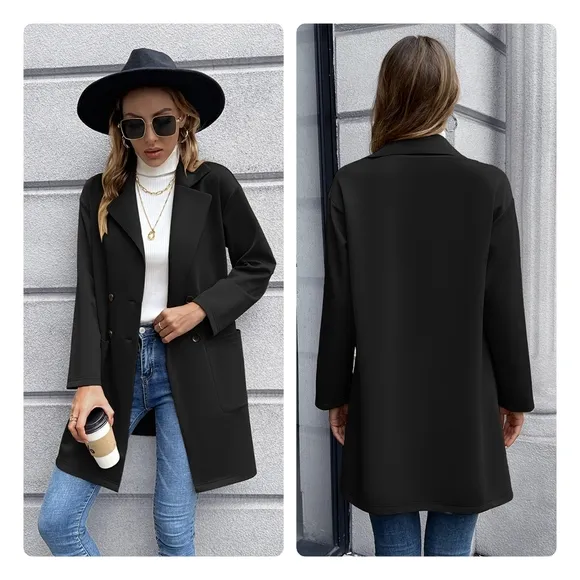 Red Lapel Collar Long Sleeve Blazer