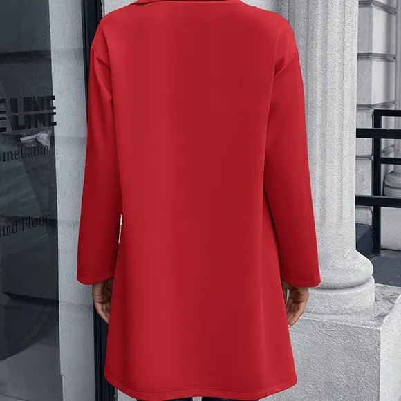 Red Lapel Collar Long Sleeve Blazer