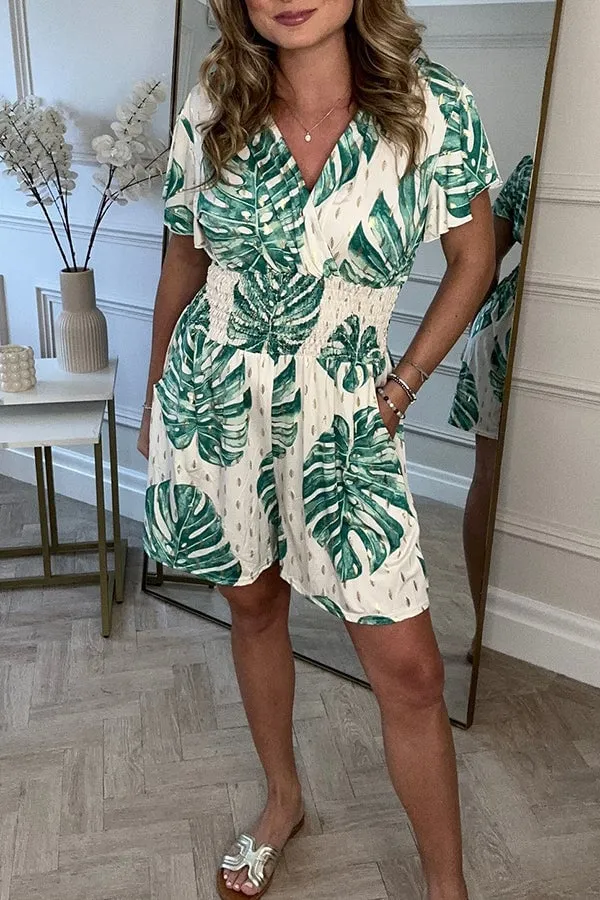 Regina® | Casual floral romper with polka dot pocket