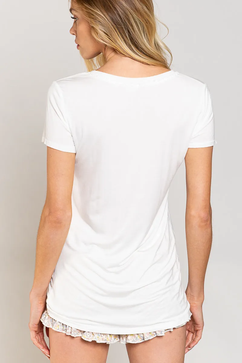 Relaxed Fit VNeck Top - Ivory