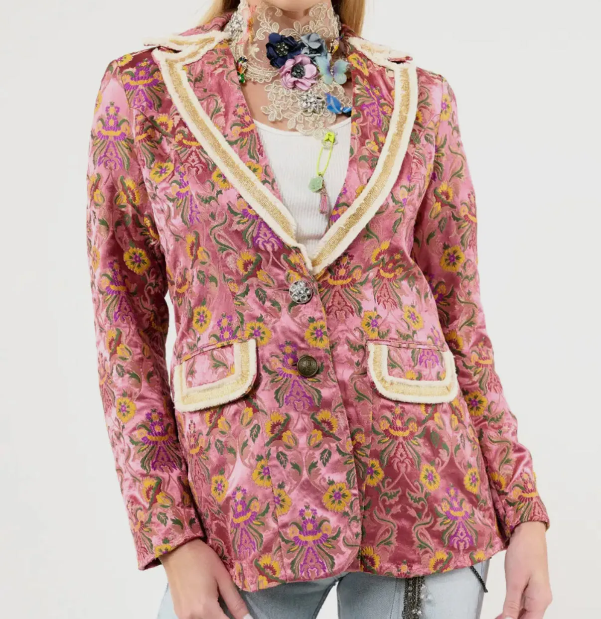 Renaissance Pink Silk Blazer