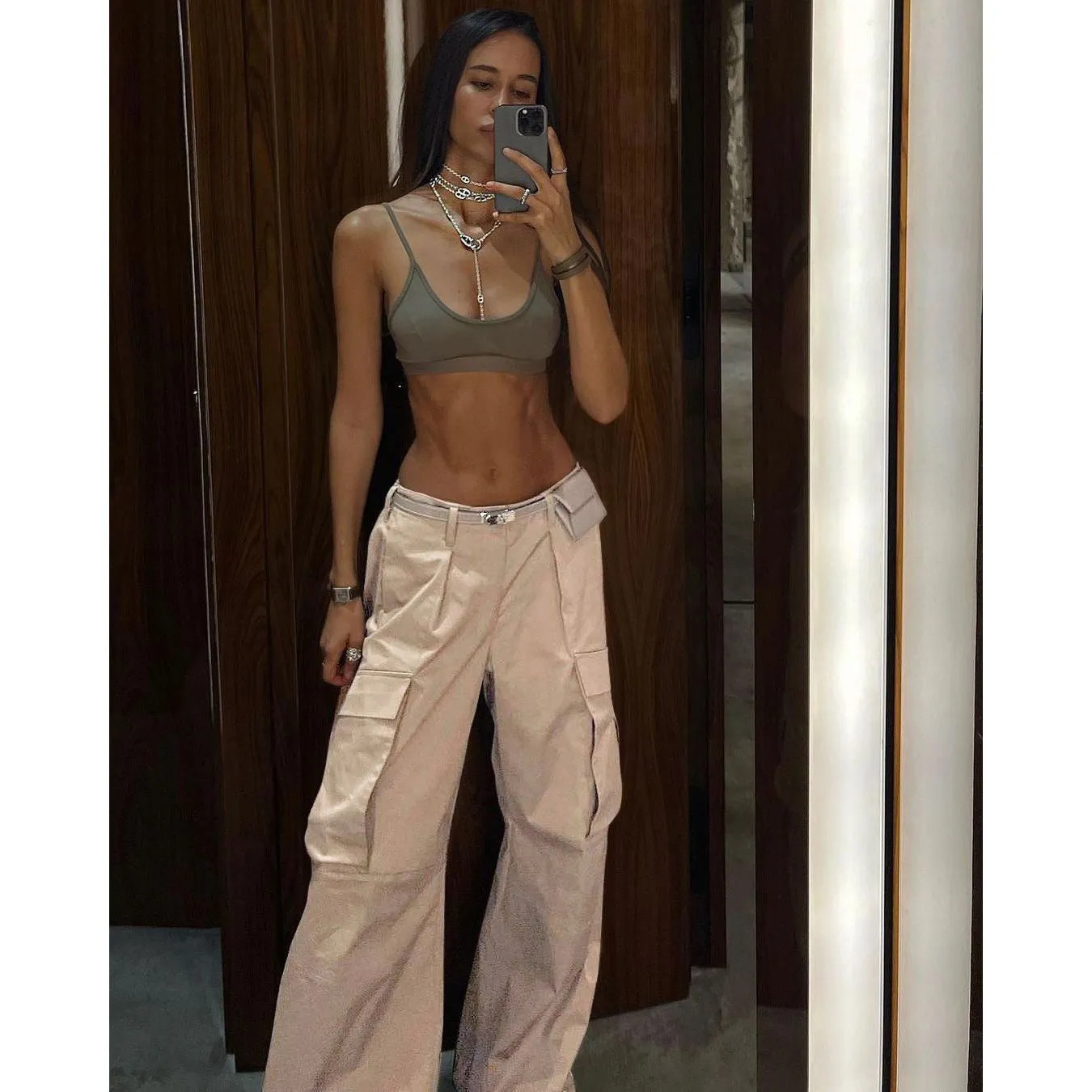 Retro low-waist loose woven pants