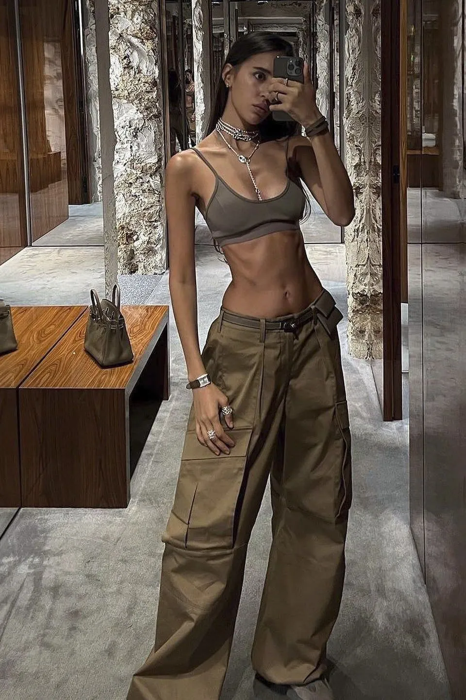 Retro low-waist loose woven pants