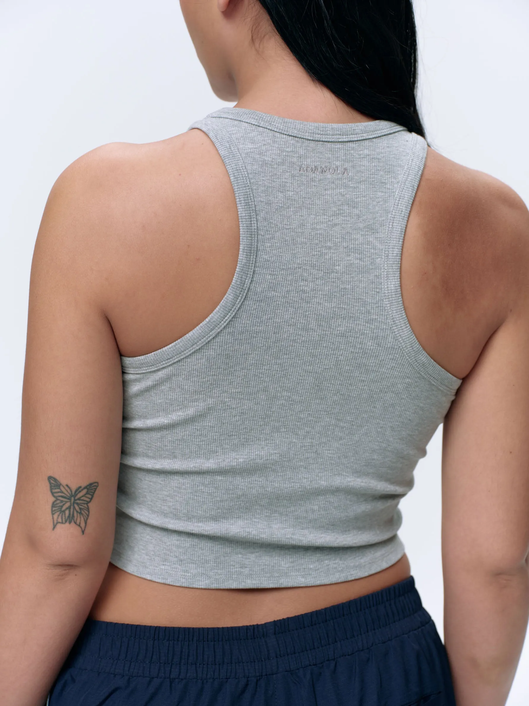 Rib Tank Top - Light Grey Melange