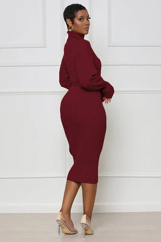 Rich Burgundy Maxi Sweater Dress