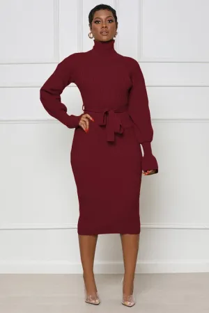 Rich Burgundy Maxi Sweater Dress