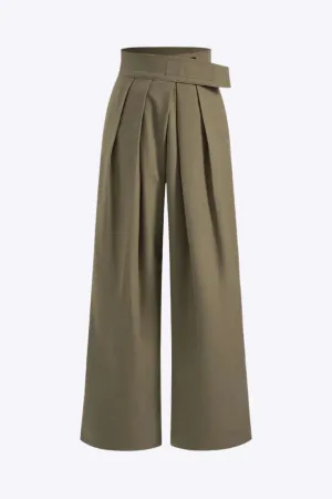 Rilley - Elegant Ruched Feature Woman's Wide Leg Pants