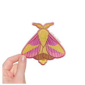 Rosy Maple Moth Large Iron-On Embroidered Patch