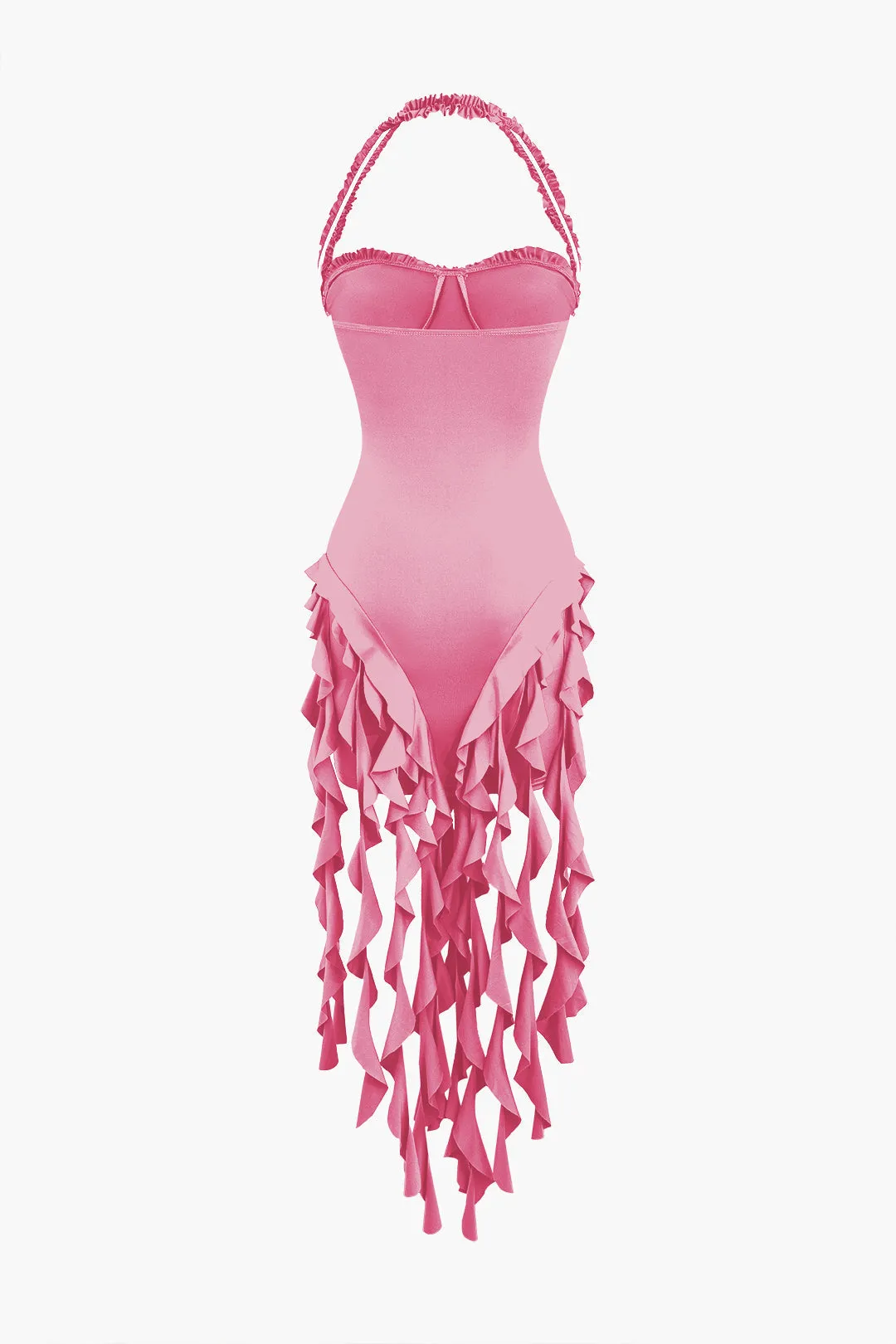 Ruffle Tassels Halter Bustier Mini Dress