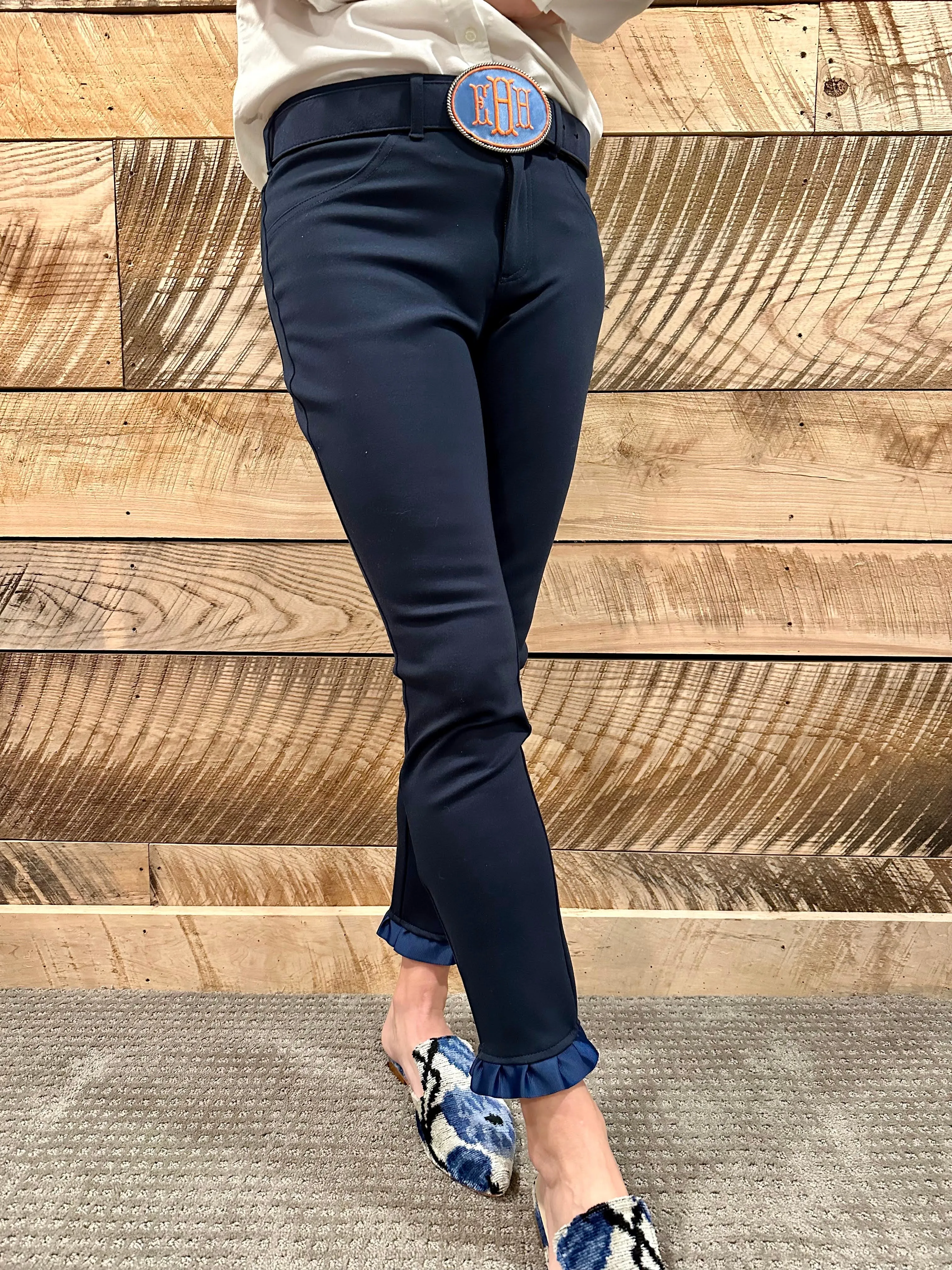 Sabrina Ankle Pants - Navy w Navy Ribbon (APNVY02)