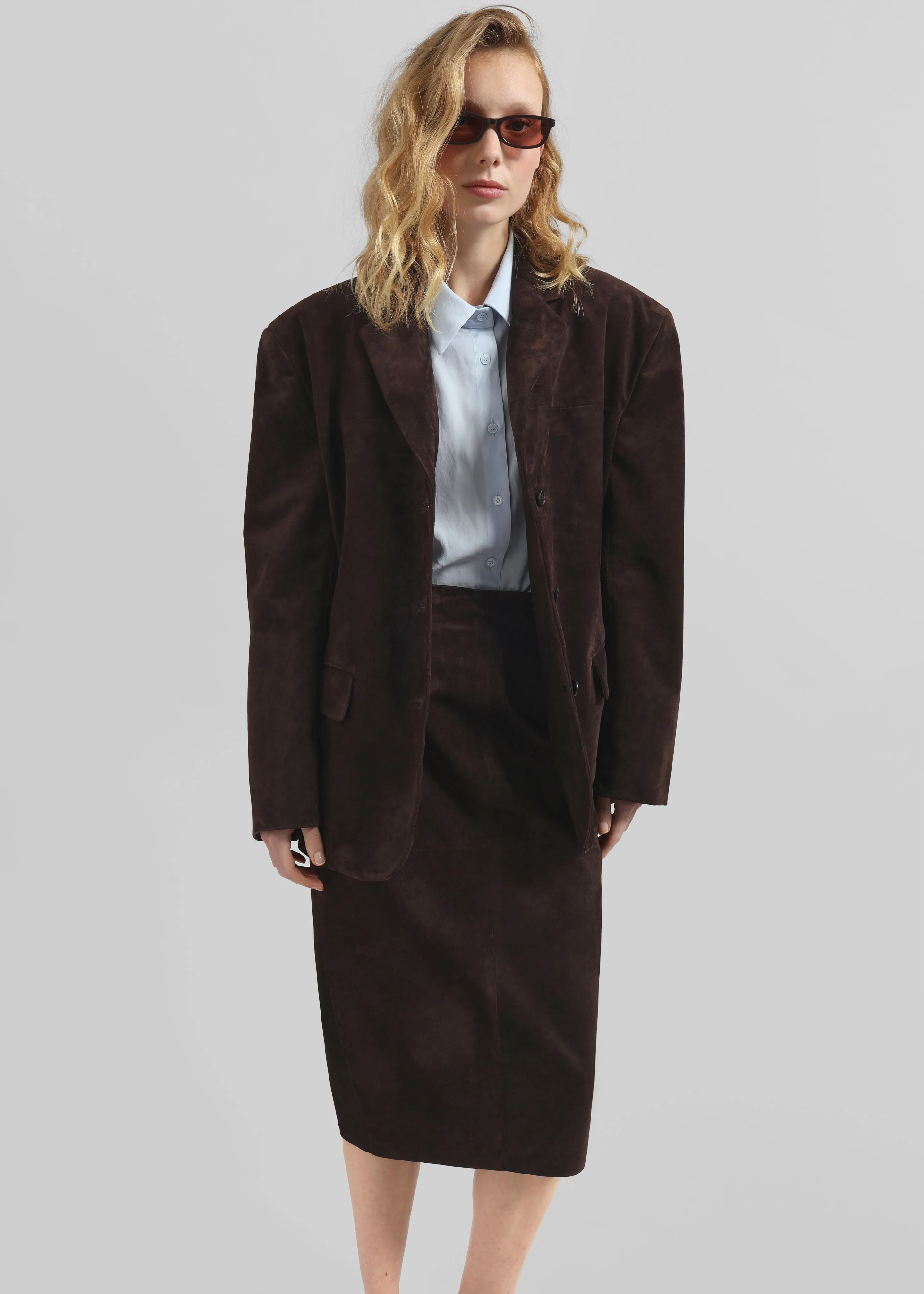 Salnor Suede Blazer - Dark Brown
