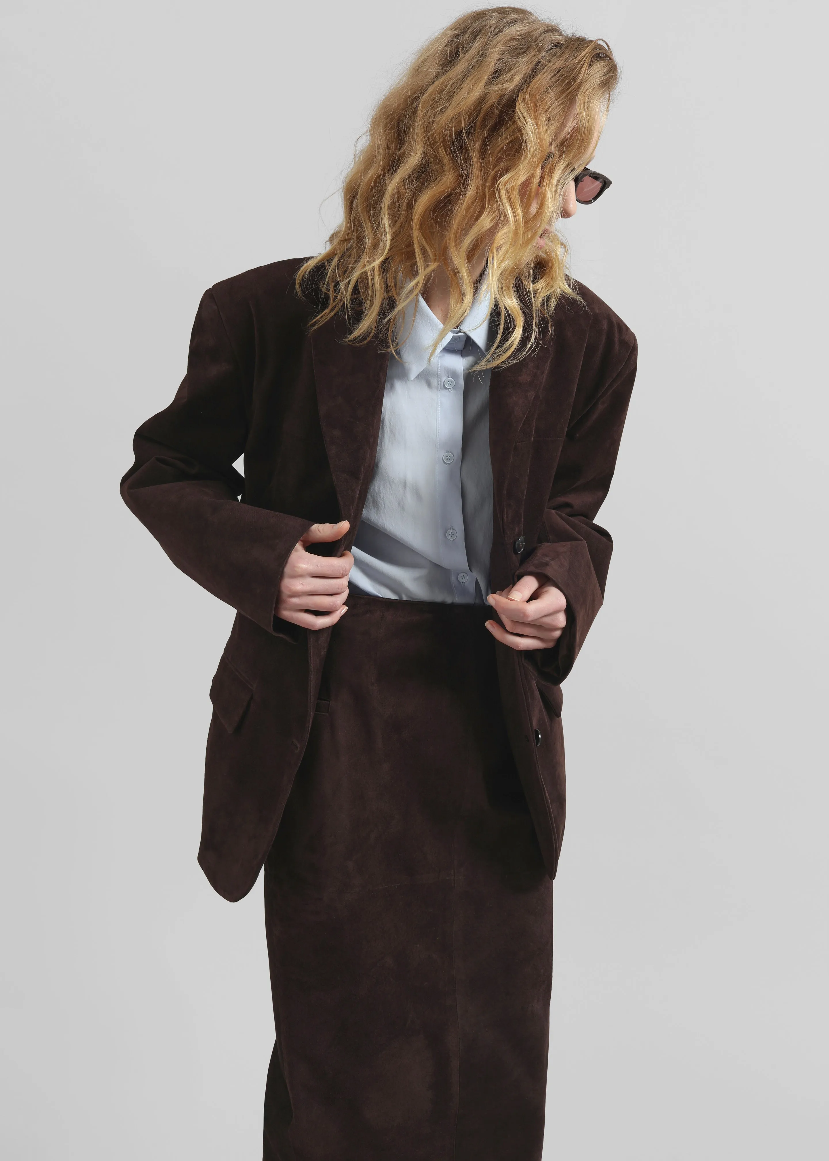 Salnor Suede Blazer - Dark Brown